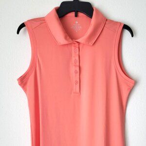 Coral Sleeveless Golf Collar Top Size XL